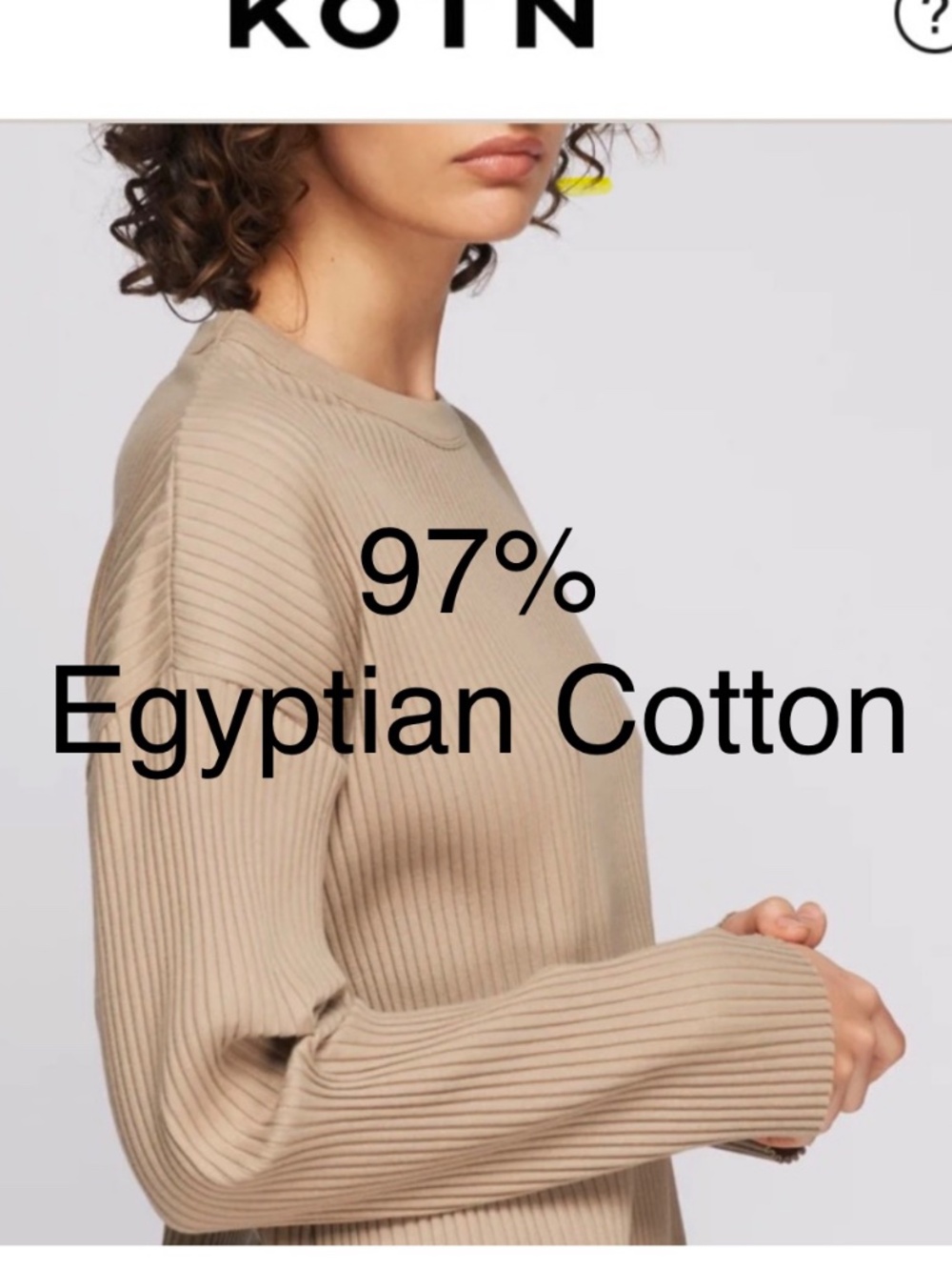 KOTN Blouse Women’s Opal Gary 97% Egyptian Cotton Ribbed long sleeve size L - Picture 3 of 13